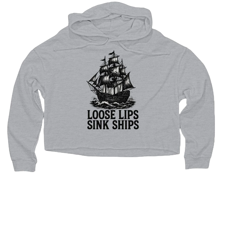 Loose Lips Sink Ships - Womens Lightweight Cropped Hoodie