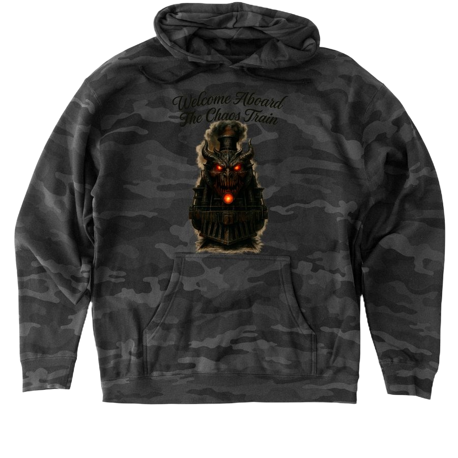 Welcome Aboard The Chaos Train - Heavyweight Camo Pullover Hoodie
