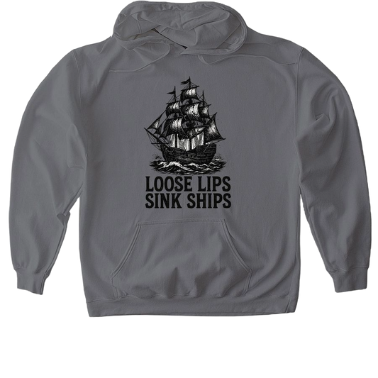 Loose Lips Sink Ships - Pullover Hoodie Jumper